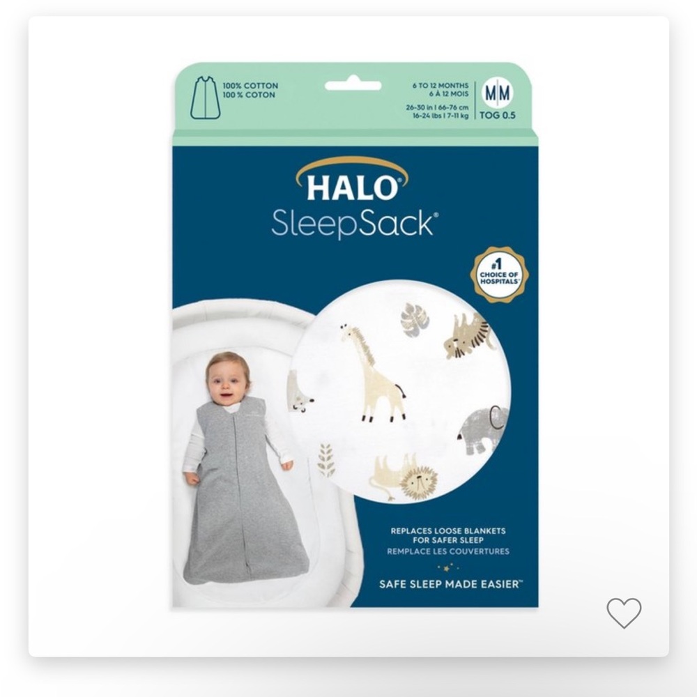 NWT HALO Innovations Sleepsack 100% Cotton Wearable Blanket - Animal Print - M